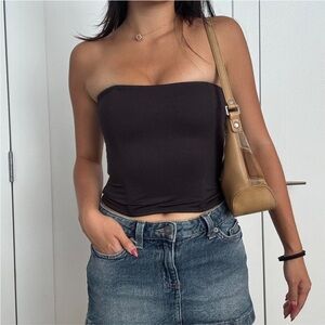 Cupid Elegant Black Strapless Crop Top